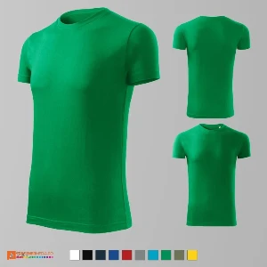 tricouri slim fit verzi pentru barbati din bumbac poza 11